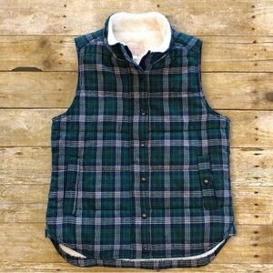 Women’s Skies Are Blue Plaid Flannel Sherpa Vest  BRAND NEW  Size Small